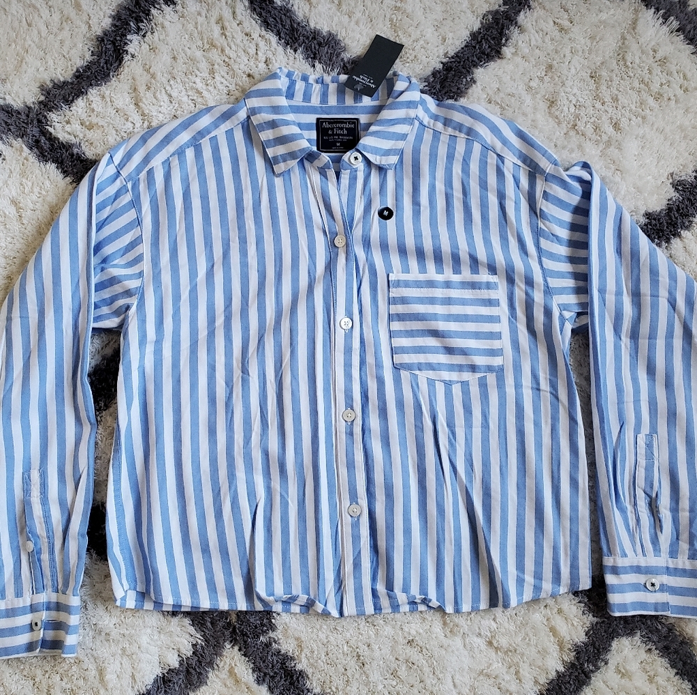 Abercrombie & Fitch blue striped button down